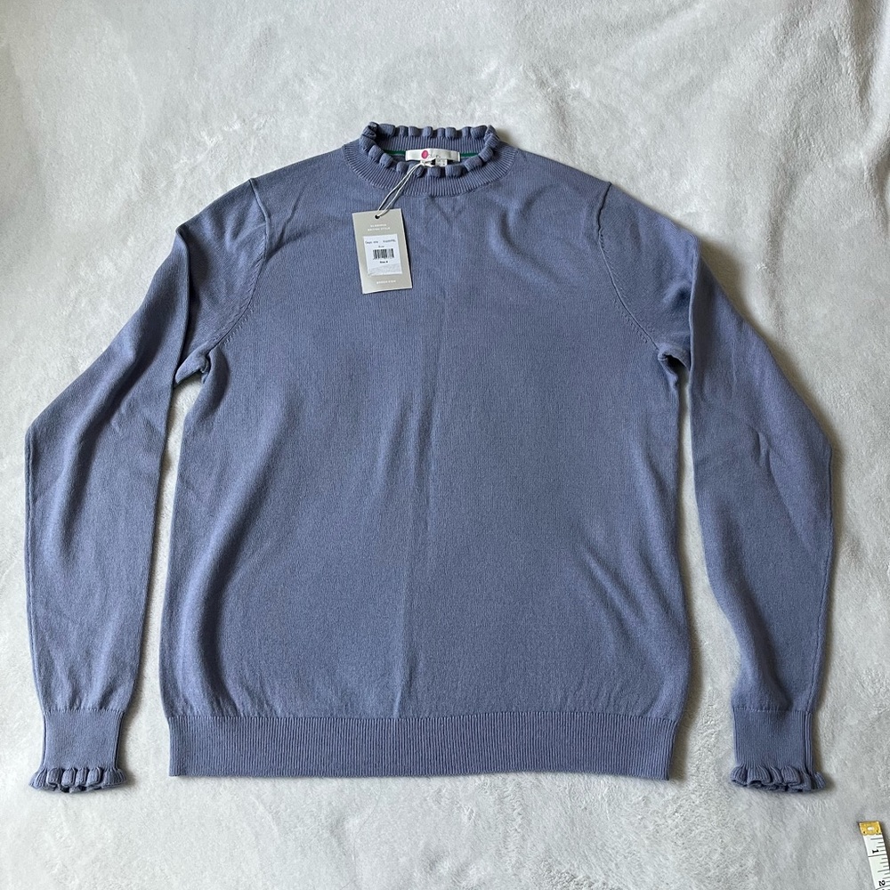 Boden Pastel Purple Ruffle Wool Blend Turtleneck Sweater